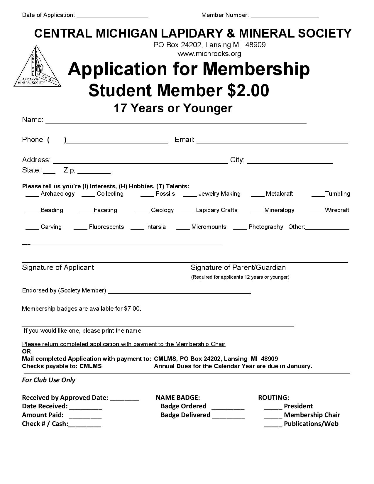Membership Application - Student